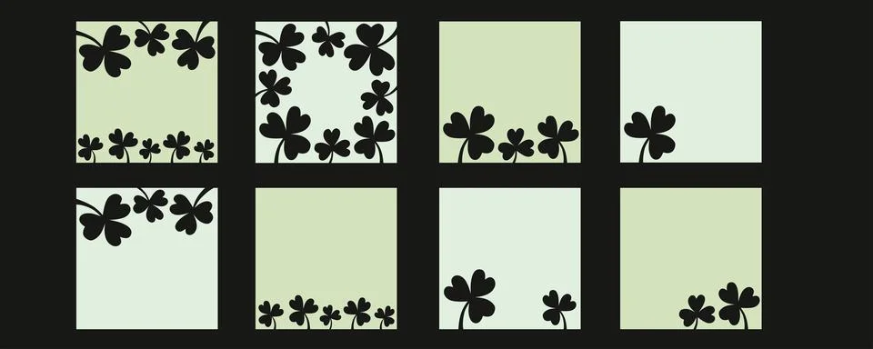 Clover flower frame for Saint Patrick day - good lucky symbol, single line Stock Illustration