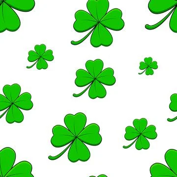 Clover with four leaf background. Seamless pattern with shamrock symbol. Grea イラスト素材