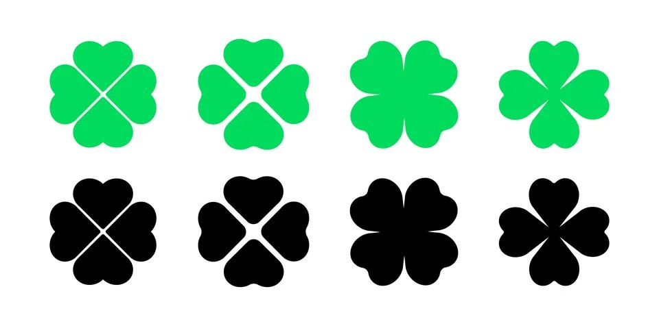 Clover four leaf vector shamrock icon. St Patrick luck clover good irish green Stock Illustration