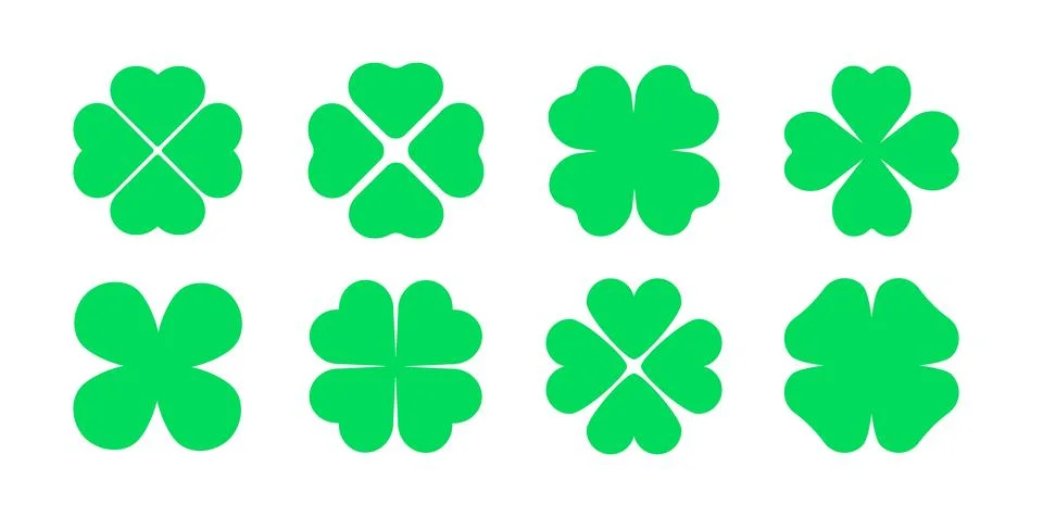 Clover four leaf vector shamrock icon. St Patrick luck clover good irish green Stock Illustration
