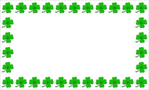 Clover frame. Four leaf green shamrock border with text space. Vector empty b Stock Illustration
