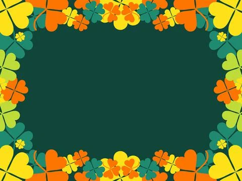 Clover frame. St. Patrick's frame with shamrock. Borders with four-leaf clove Stock Illustration