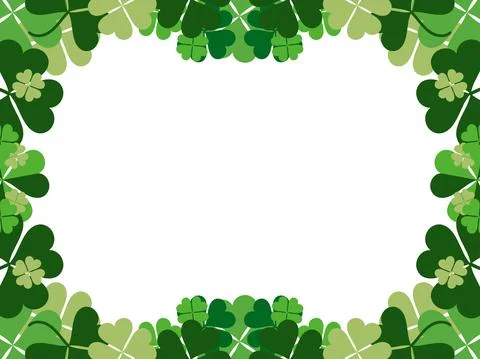 Clover frame. St. Patrick's frame with shamrock. Borders with four-leaf clove Stock Illustration