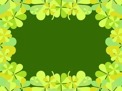 Clover frame. St. Patrick's frame with shamrock. Borders with four-leaf clove Stock Illustration