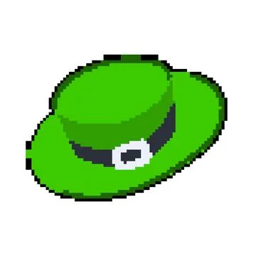 Clover green hat patrick pixel art vector illustration Stock Illustration