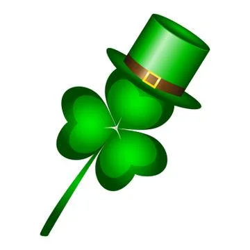 Clover in a hat a cap is a symbol of St. Patrick s Day Stock Illustration