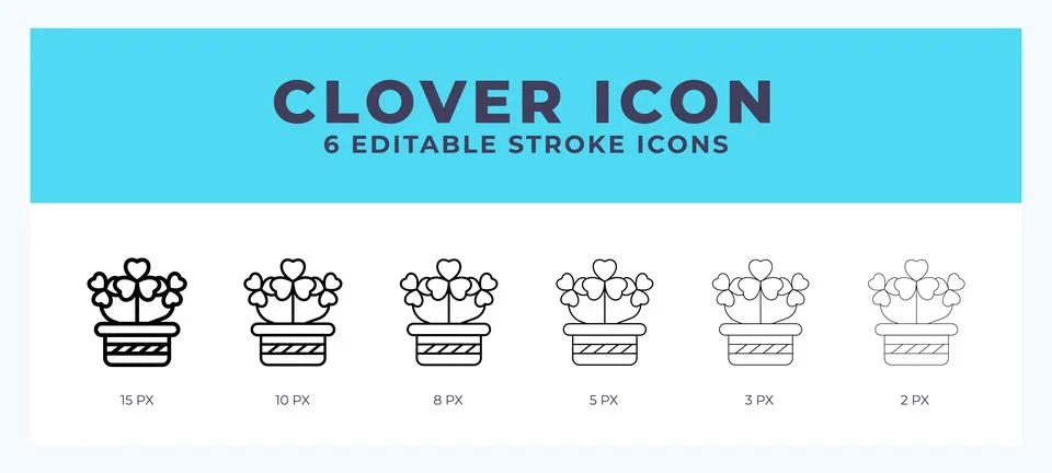 Clover icon. Regular line. Thin line. Bold line. Vector illustration. Stock Illustration