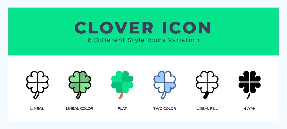 Clover icon set. Design elements for logo Stock Illustration