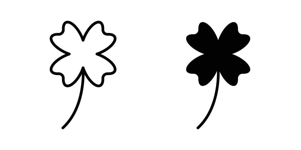 Clover icon silhouette vector set. thin line pack Stock Illustration