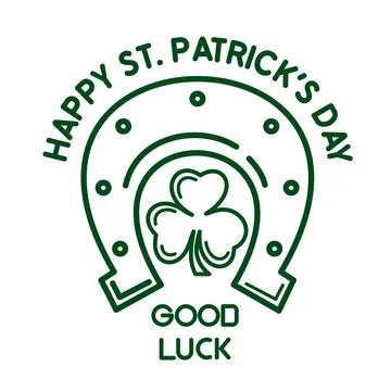 Clover inside a horseshoe. Line logo icon Stock Illustration