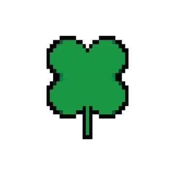 Clover leaf 8 bits pixelated style icon Illustrazione stock