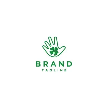 Clover Leaf and Hand Logo Stock Illustration