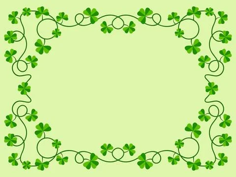 Clover leaf frame for St. Patrick's Day. Border with shamrocks with place f.. Illustrazione stock