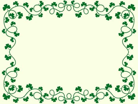 Clover leaf frame for St. Patrick's Day. Border with shamrocks with place f.. Illustrazione stock