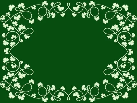 Clover leaf frame for St. Patrick's Day. Border with shamrocks. White silho.. 스톡 일러스트