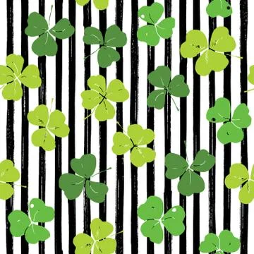 Clover leaf hand drawn doodle seamless pattern vector illustration. St Patric イラスト素材
