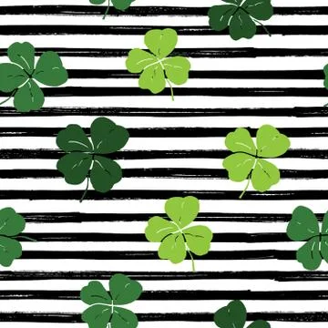 Clover leaf hand drawn doodle seamless pattern vector illustration. St Patric Stock Illustration