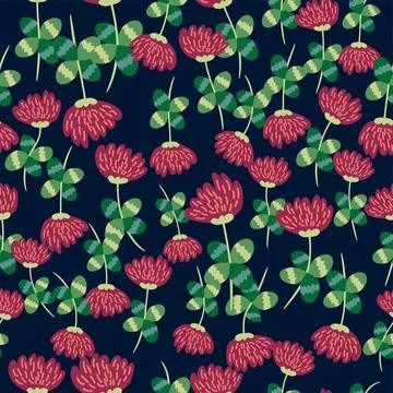 Clover leaf hand drawn doodle seamless pattern. St Patrick's Day symbol, Iris Illustrazione stock