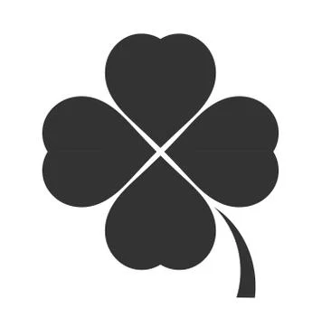 Clover leaf icon, black design element. Vector illustration. Stock Illustration