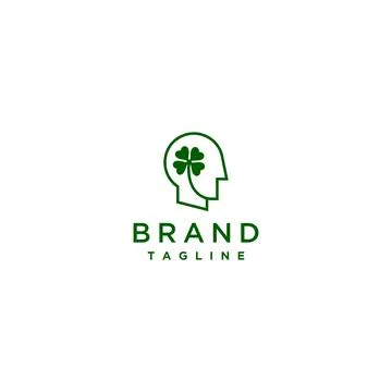 Clover Leaf Icon on Head Silhouette Stock Illustration