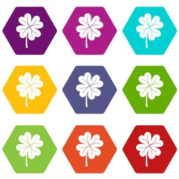 Clover leaf icon set color hexahedron イラスト素材