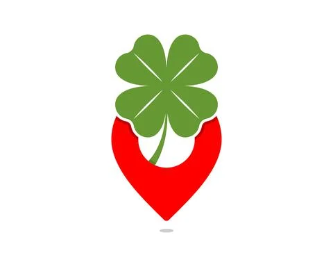 Clover leaf inside the point location logo Stock Illustration