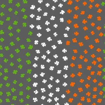 Clover leaf Irish Flag Background. Green, White, Orange Colored Pattern. Sain Stock Illustration