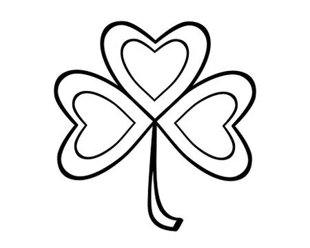 Clover leaf - linear vector illustration for coloring. Outline. Stock Illustration