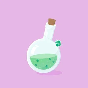 Clover leaf lucky potion Stock Illustration