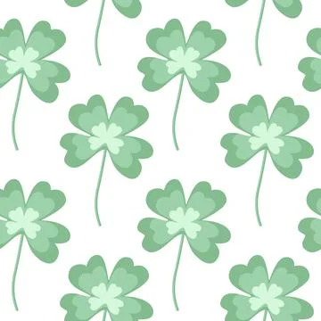 Clover leaf seamless pattern. Cute plant endless print. Isolated on white. Stock Illustration