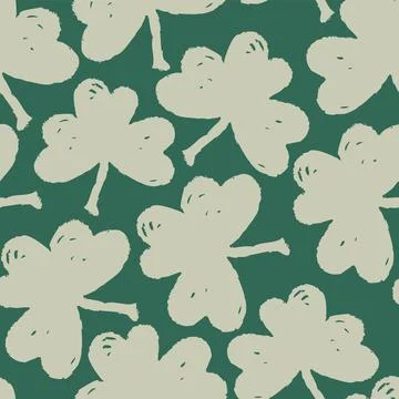 Clover leaf seamless pattern. Grunge clover symbol vector seamless background イラスト素材