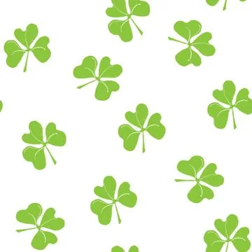 Clover leaf seamless pattern, hand drawn doodle vector illustration. St Patri Stock Illustration