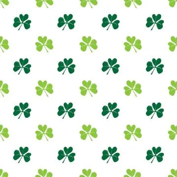 Clover leaf seamless pattern, hand drawn doodle vector illustration. St Patri Stock Illustration