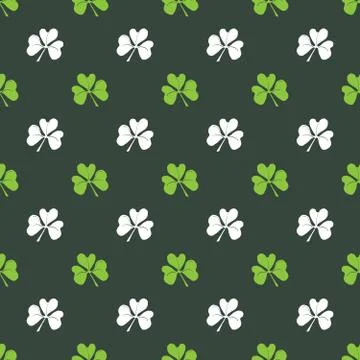 Clover leaf seamless pattern, hand drawn doodle vector illustration. St Patri Illustrazione stock