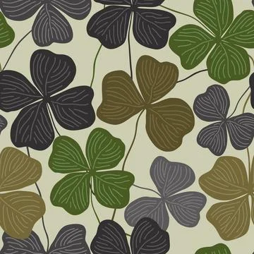 Clover leaf seamless pattern, hand drawn doodle illustration. St Patricks Day Stock Illustration