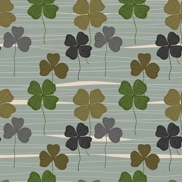Clover leaf seamless pattern, hand drawn doodle illustration. St Patricks Day Stock Illustration