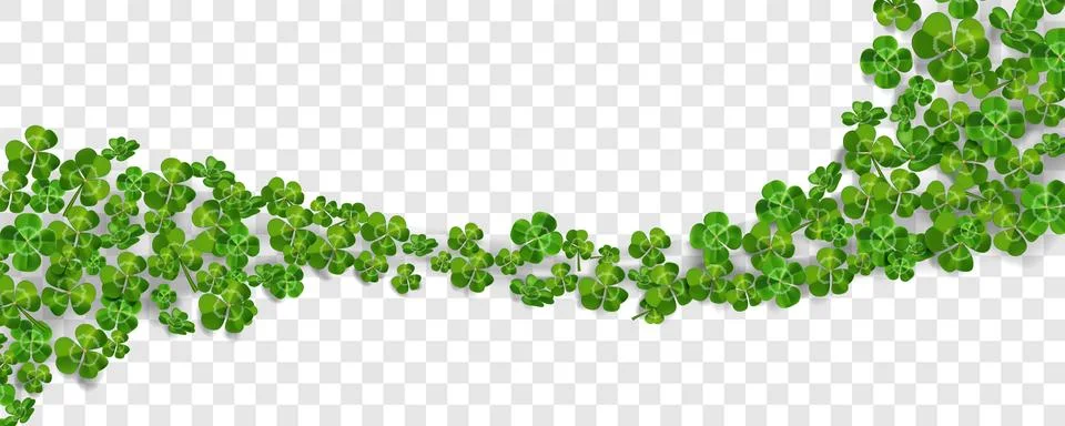 Clover leaf. St Patrick day shamrock, 4 saint Irish green border or four lucky Illustrazione stock