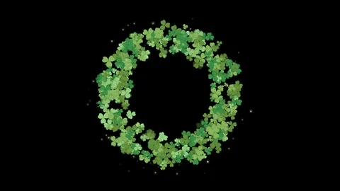Clover leafs wreath for St. Patrick's day background with alpha. Stock Footage 104671584