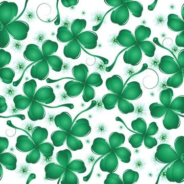 Clover leaves pattern design Decorative seamless background with four leav... Foto stock
