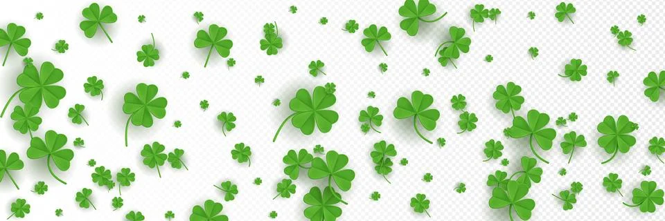 Clover leaves pattern on transparent background Illustrazione stock