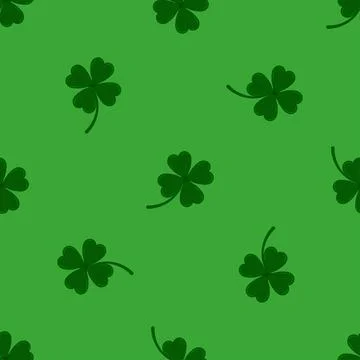 Clover leaves seamless pattern on green background. Illustrazione stock