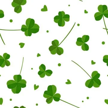 Clover leaves seamless pattern. Lucky shamrock symbol background or Saint Pat Stock Illustration