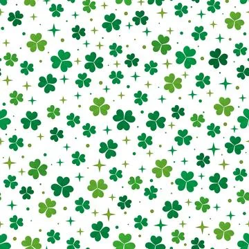 Clover leaves seamless pattern. Shamrock vector background for Irish St. Patrick Illustrazione stock