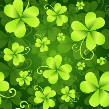 Clover Leaves Seamless Pattern, St. Patrick's Day Green Background. Shamrock Illustrazione stock