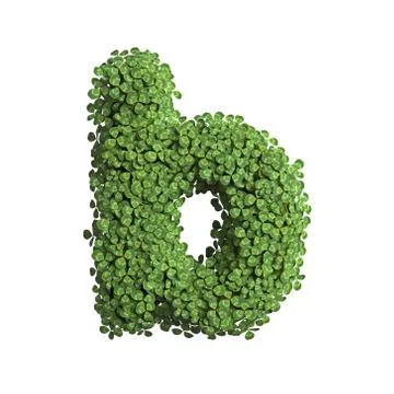 Clover letter B - Lower-case 3d spring font - Suitable for Nature, ecology or Stock Illustration