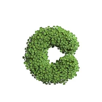 Clover letter C - Lowercase 3d spring font - Suitable for Nature, ecology or Stock Illustration