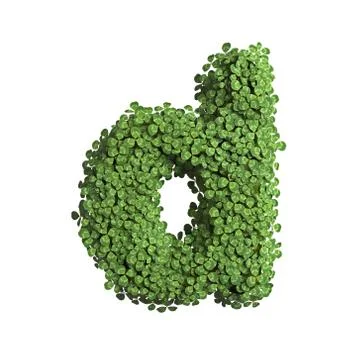 Clover letter D - Lowercase 3d spring font - Suitable for Nature, ecology or Stock Illustration