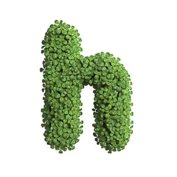Clover letter H - Lower-case 3d spring font - Suitable for Nature, ecology or Stock Illustration