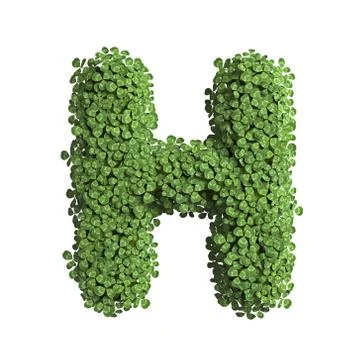Clover letter H - Upper-case 3d spring font - suitable for Nature, ecology or Stock Illustration