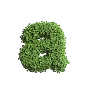 Clover letter A - Lowercase 3d spring font - Suitable for Nature, ecology or Stock Illustration